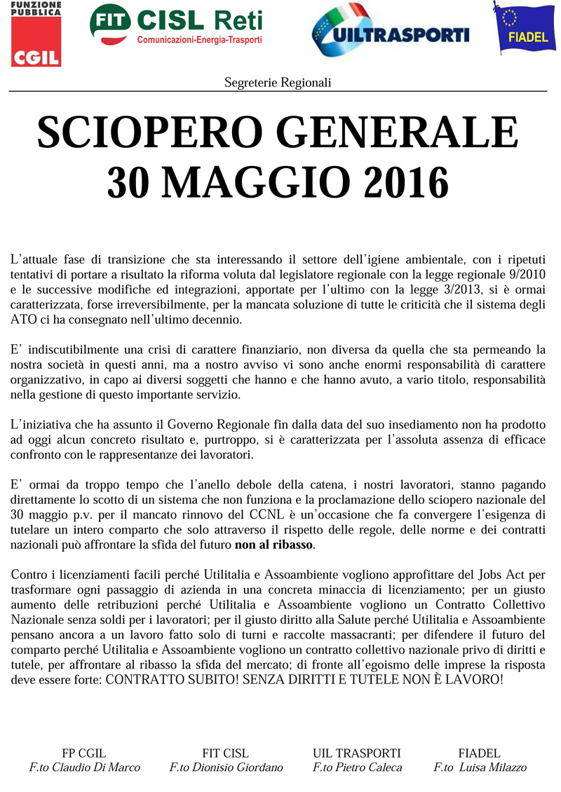 VOLANTINO PER SCIOPERO 30 05 2016
