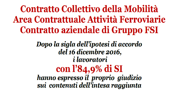 18/01/2017 – Gruppo FSI: Referendum sul contratto della Mobilità
