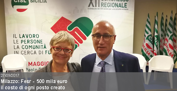 27/09/2017 – Sicilia. Cisl regionale: Fesr (Fondo europeo di sviluppo regionale) 2007-2013, 500 mila euro il costo di ogni posto creato