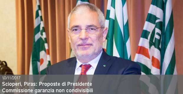 10/11/2017 – Scioperi, Piras: Proposte di Presidente Commissione garanzia non condivisibili