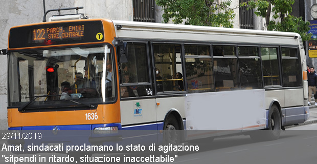 29/11/2019 – Amat, sindacati proclamano lo stato di agitazione “sitpendi in ritardo, situazione inaccettabile”