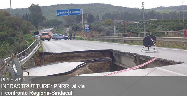 09/08/2021 – INFRASTRUTTURE: PNRR, AL VIA IL CONFRONTO REGIONE-SINDACATI